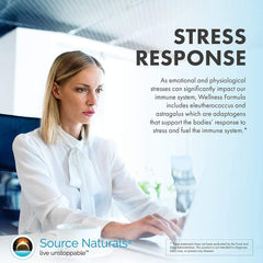 Source Naturals Wellness Formula capsules pile, convenient daily supplement for busy lifestyles.