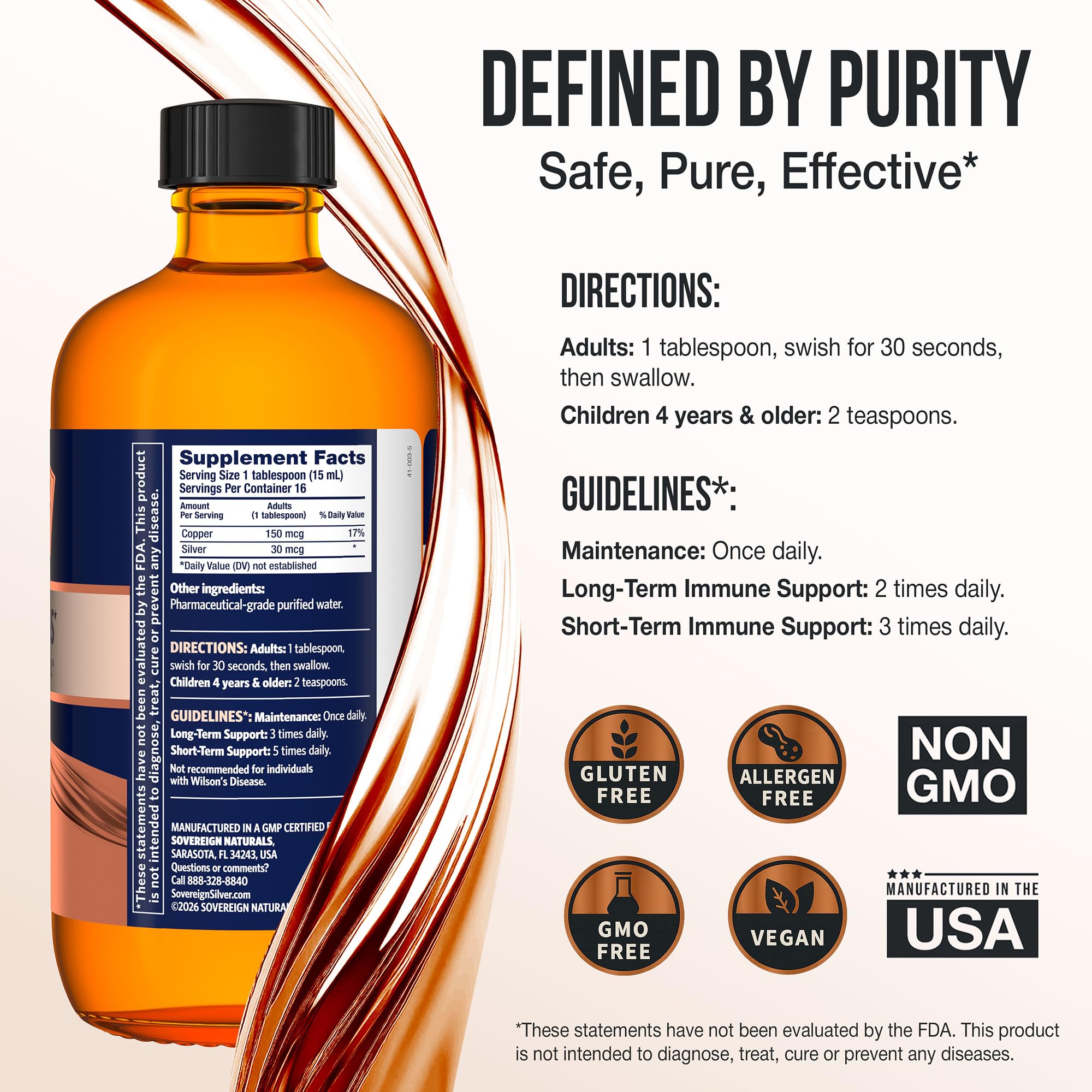 Sovereign Copper Hydrosol dropper tip showcasing precise dosage for use.