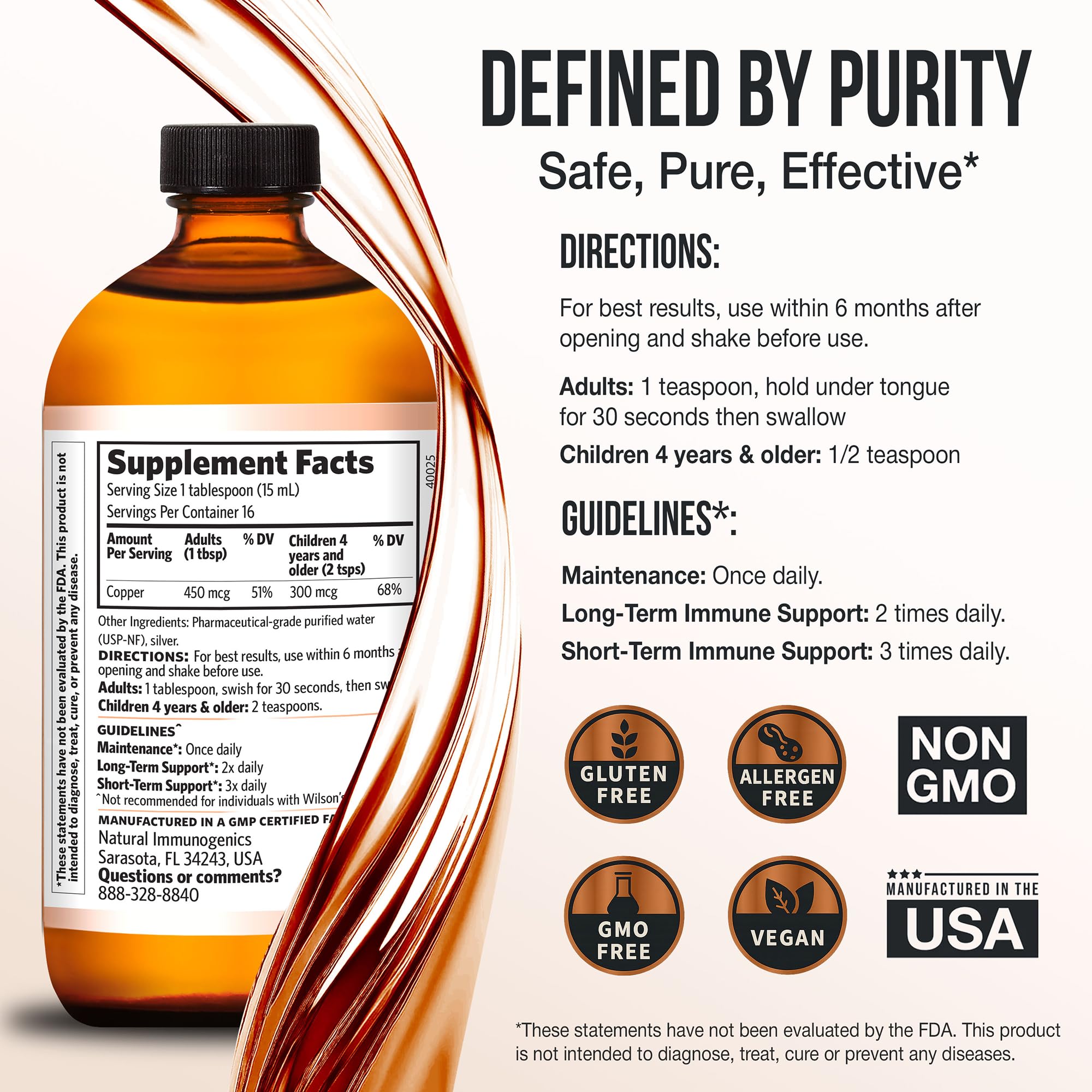 Sovereign Copper Hydrosol drops being poured for easy dosing