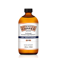 Sovereign Copper Pro-Strength bottle label highlights 30ppm content for quick daily reference