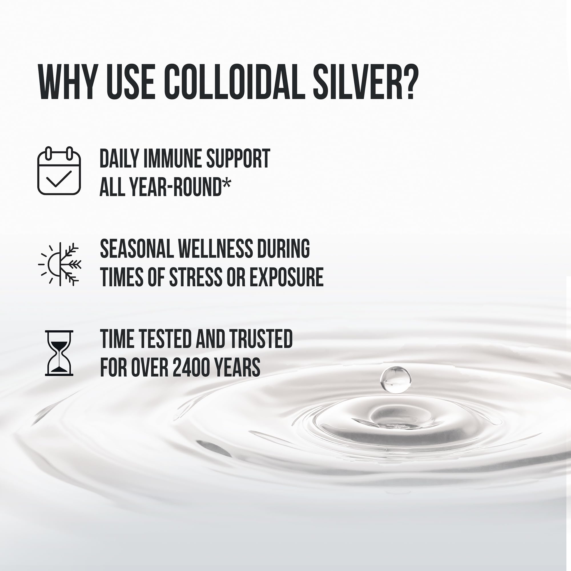 Amber glass packaging from Sovereign Silver signals premium quality