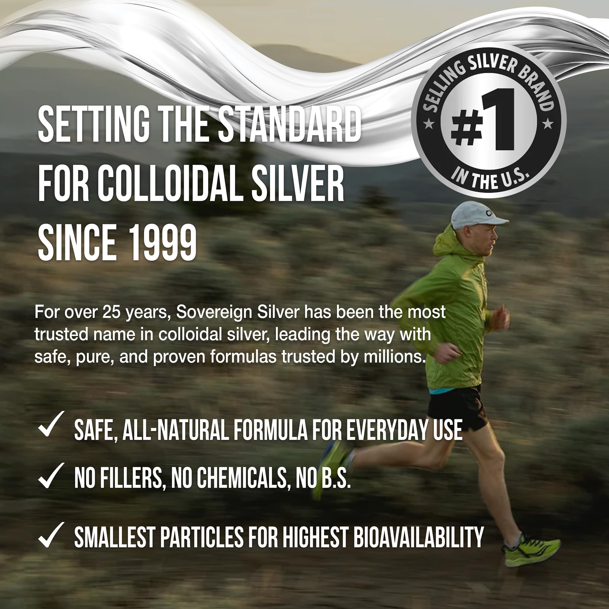 Daily wellness routine with Sovereign Silver in a glass of water.