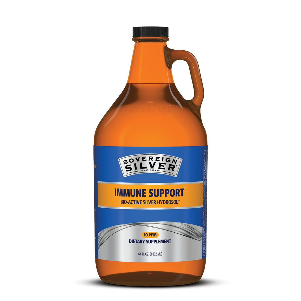 Sovereign Silver immune support bottle pour, ready-to-use daily routine