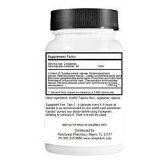 Close-up of Sovob Rainforest Amazon A-P capsules, high-potency 650 mg vegetarian formula
