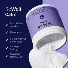 SoWell Calm dissolving in water for a flavorless relaxation drink.