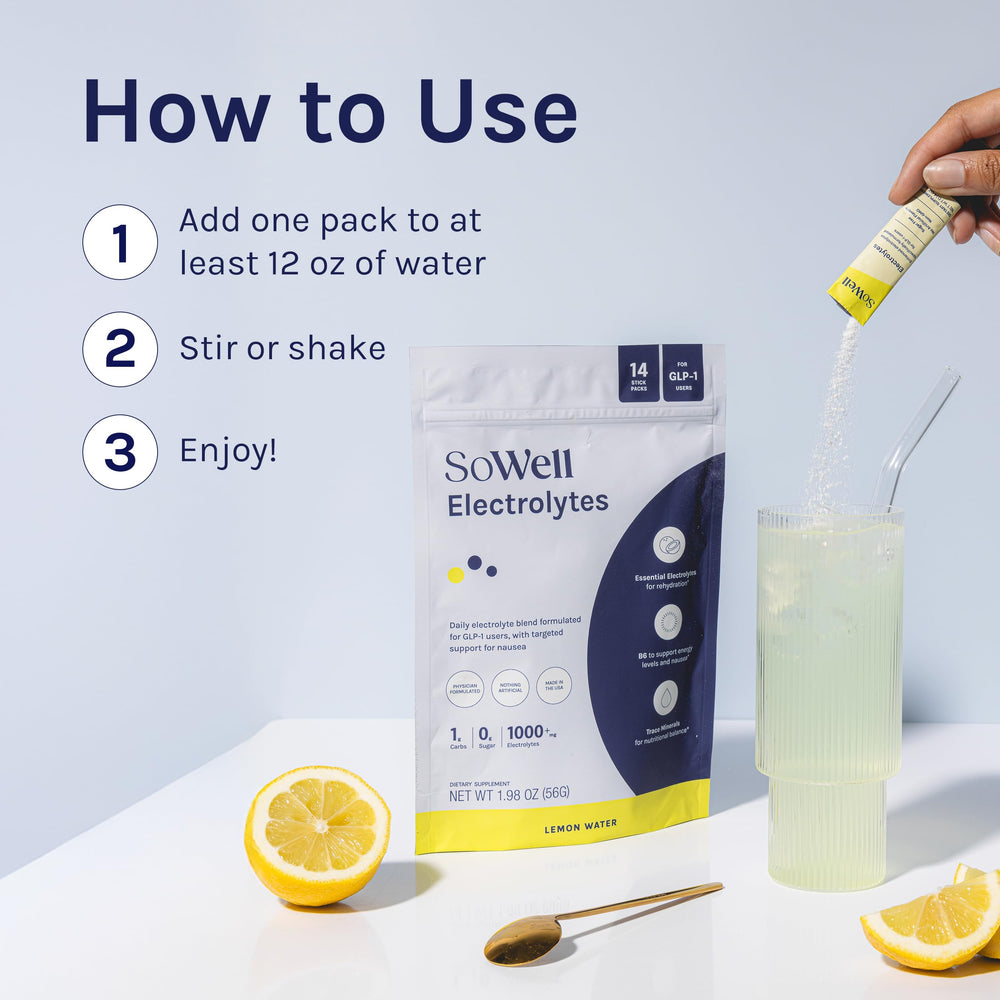 SoWell Vitamin B6 inclusion supports mild nausea relief during hydration.