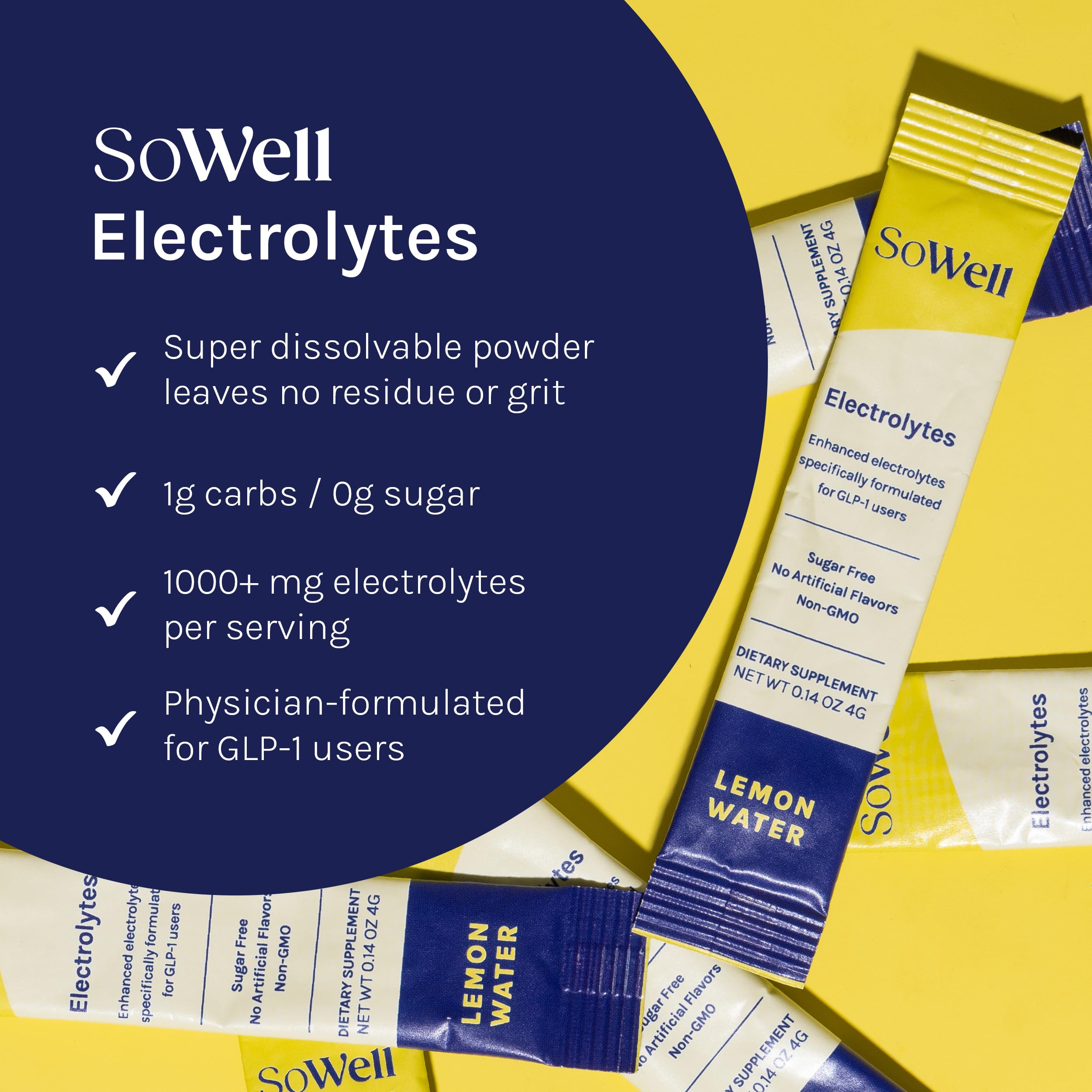 SoWell GLP-1 hydration mix with coconut water supports balanced fluid intake.