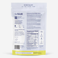 SoWell electrolyte sachet dissolves in water delivering crisp lemon flavor.