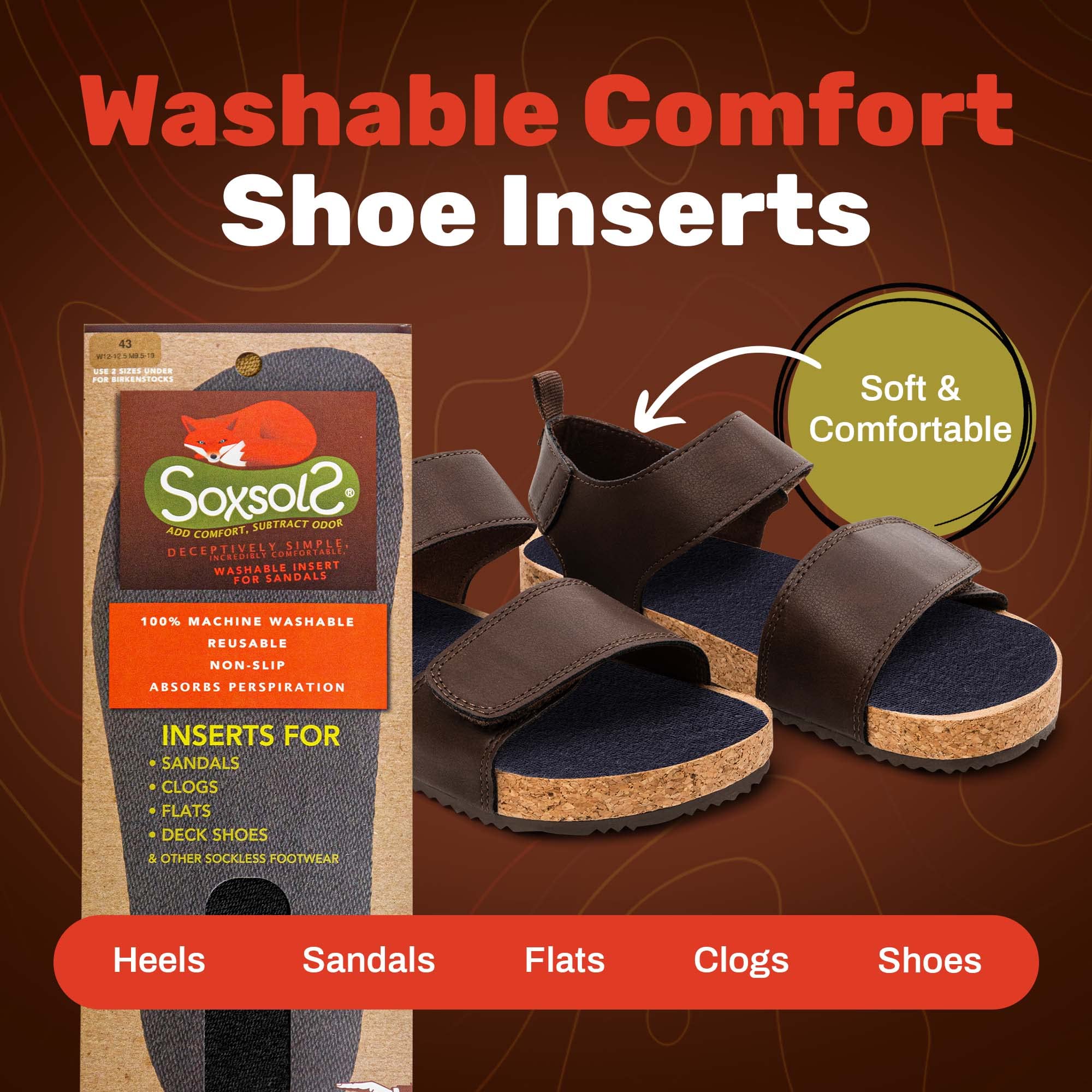 Soxsols wool flat insert side profile highlighting cushioned support for all-day comfort.