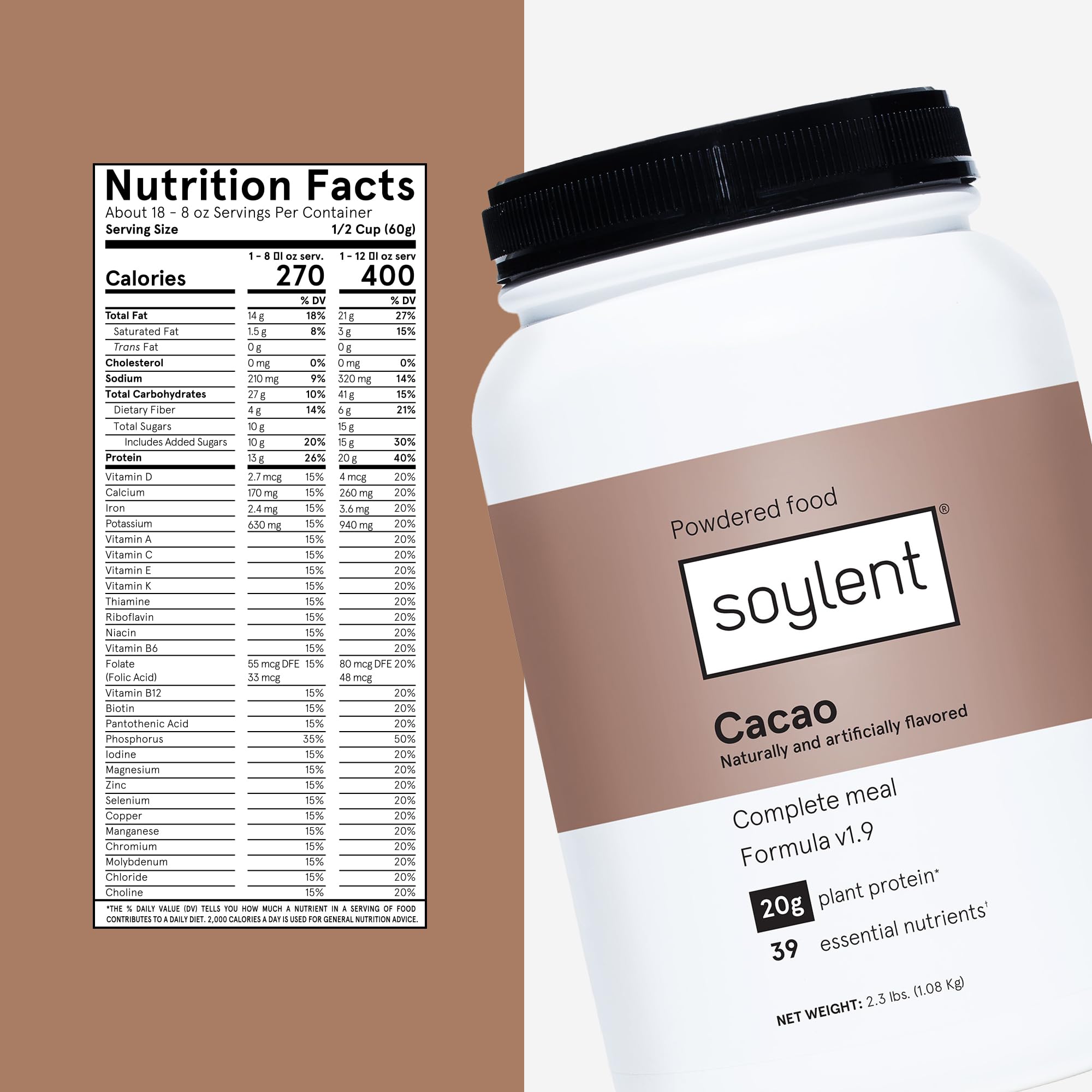 Soylent pour into glass showing a smooth, convenient shake for busy days