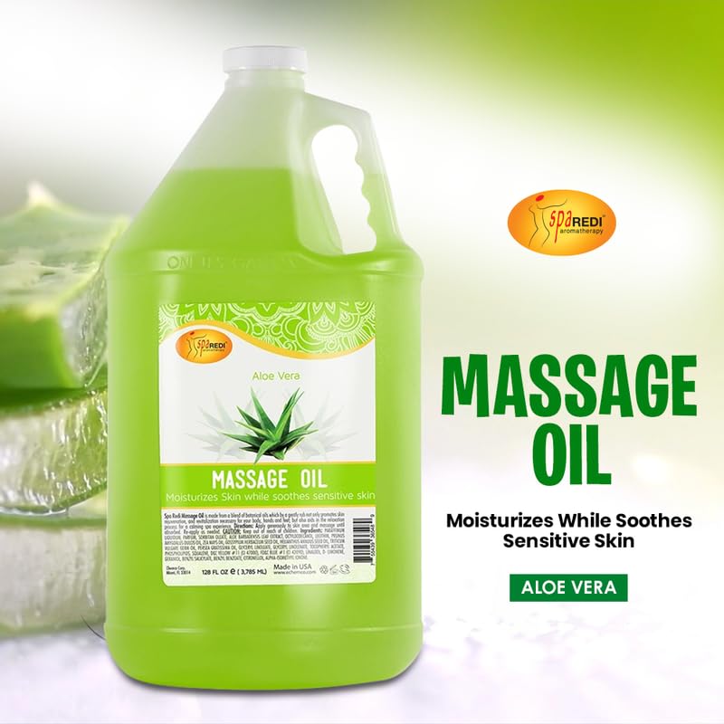Spa Redi Aloe Vera massage oil pour for smooth glide and quick absorption