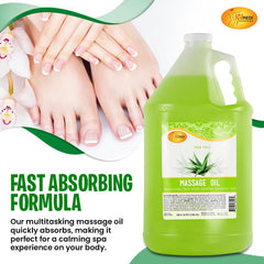 SPA REDI Aloe Vera massage oil in a calming spa scene for at-home rituals