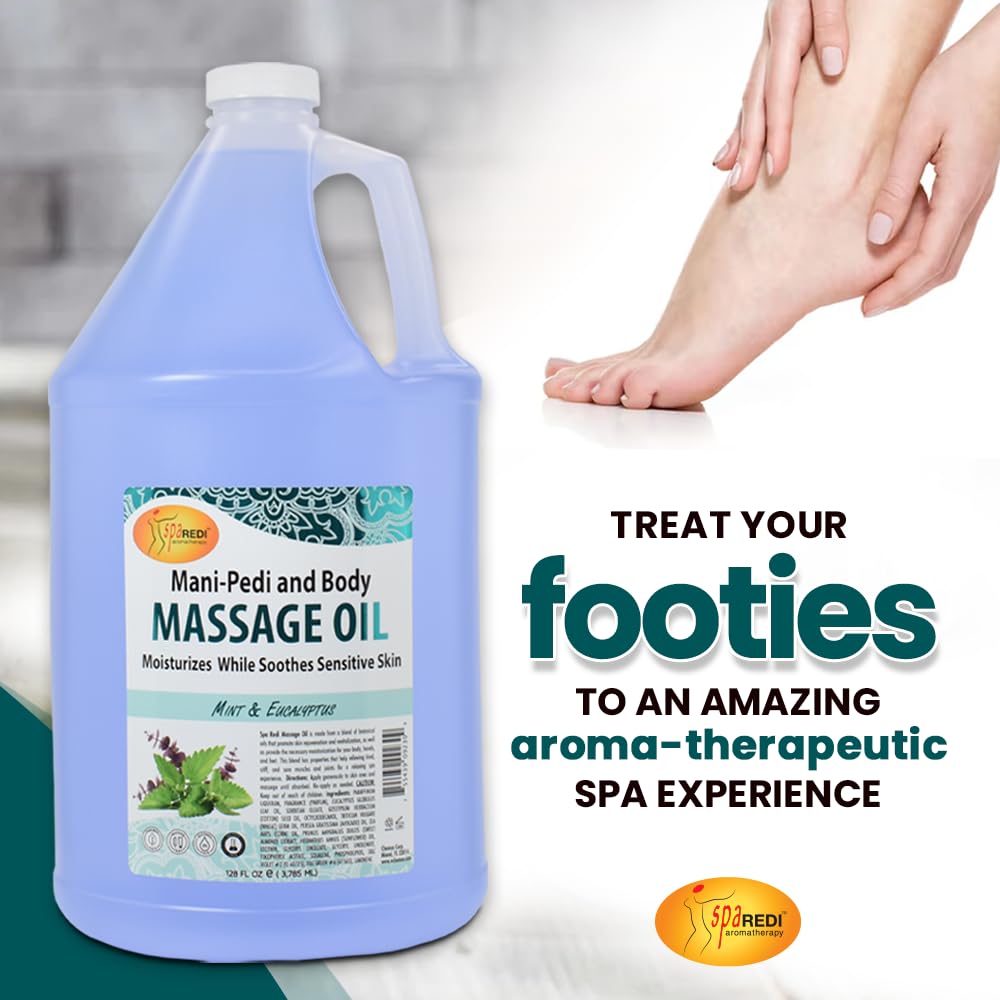 Spa Redi massage oil in use for full-body relaxation during a massage