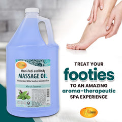 Spa Redi massage oil in use for full-body relaxation during a massage