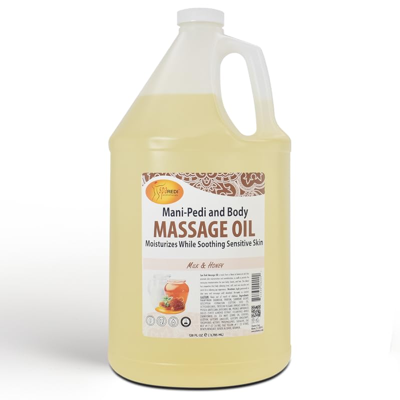 Spa Redi massage oil milk and honey bottle for relaxing full-body massage at home.