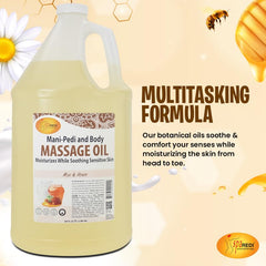 Spa Redi bottle pour action highlights fast-absorbing formula for smooth skin.