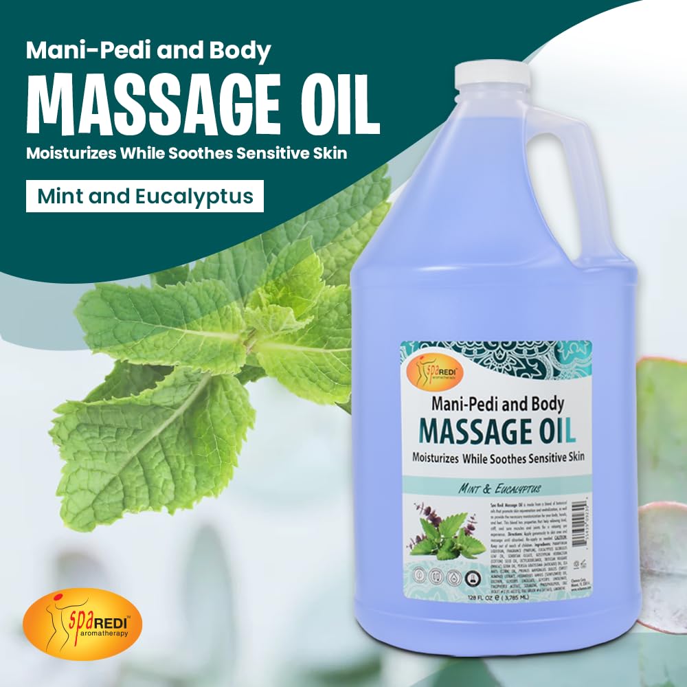 Spa Redi mint eucalyptus label highlights premium blend for skin hydration