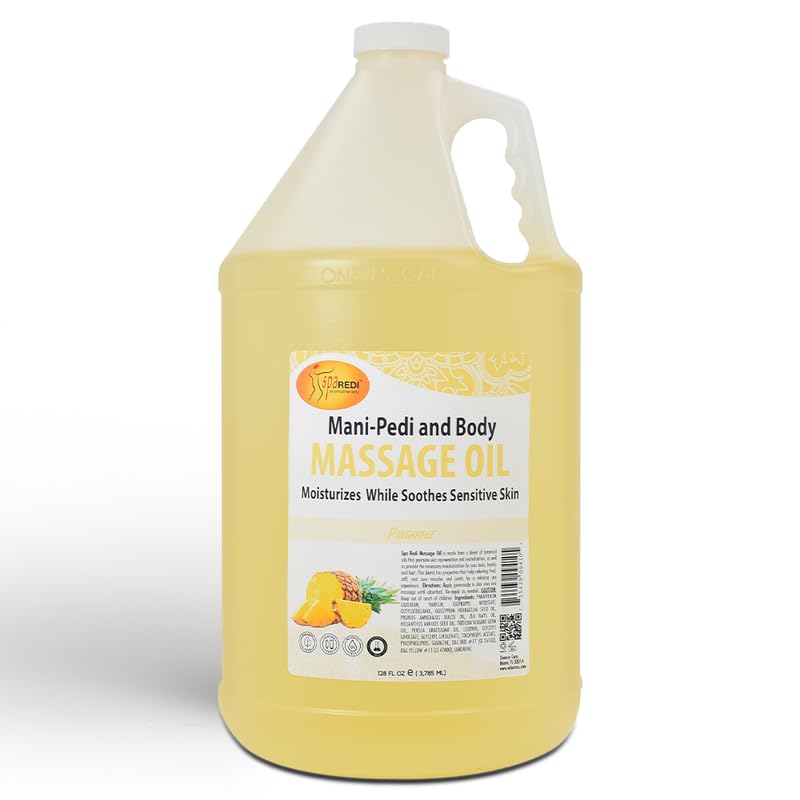 SPA REDI Pineapple Massage Oil bottle with uplifting aroma for relaxation.