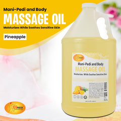 SPA REDI Pineapple Massage Oil pour demonstrating quick absorption during home spa use.