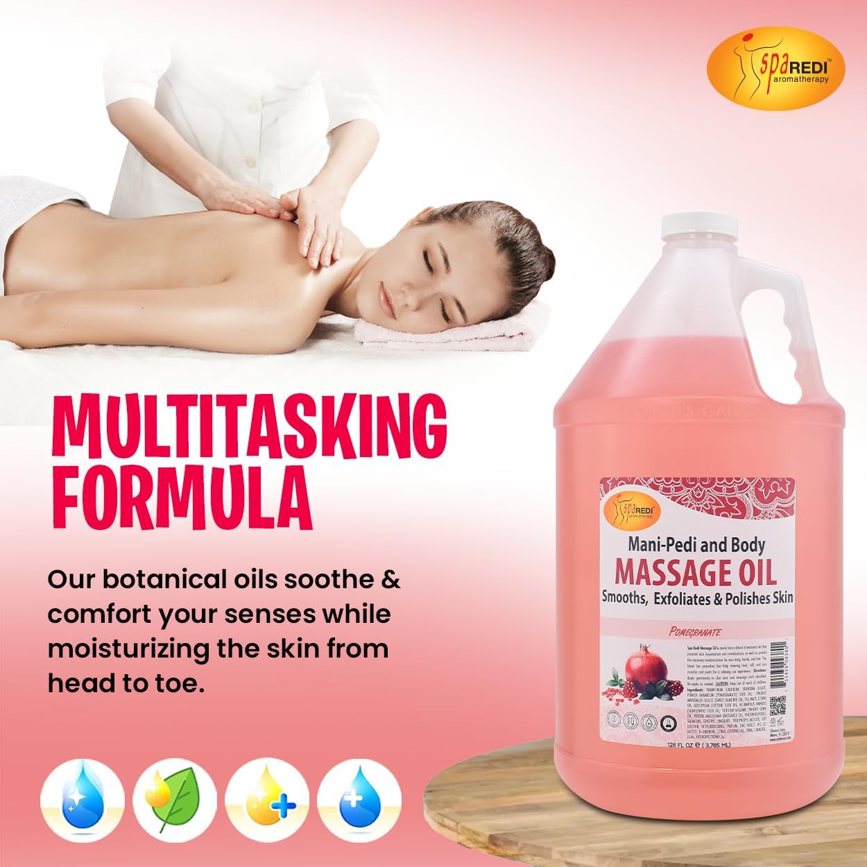 SPA REDI sulfate-free formula preserves moisture during massage.