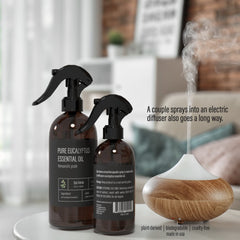 Spa Sense eucalyptus steam room spray in a diffuser for spa-like ambiance.