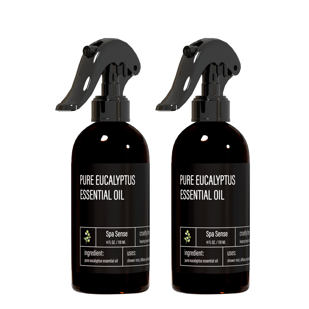 Spa Sense Pure eucalyptus shower mist bottle pouring for an invigorating start to your day.