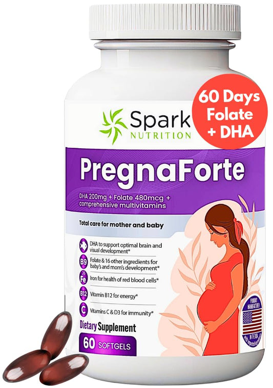 Spark Nutrition Pregnaforte bottle for daily prenatal support.