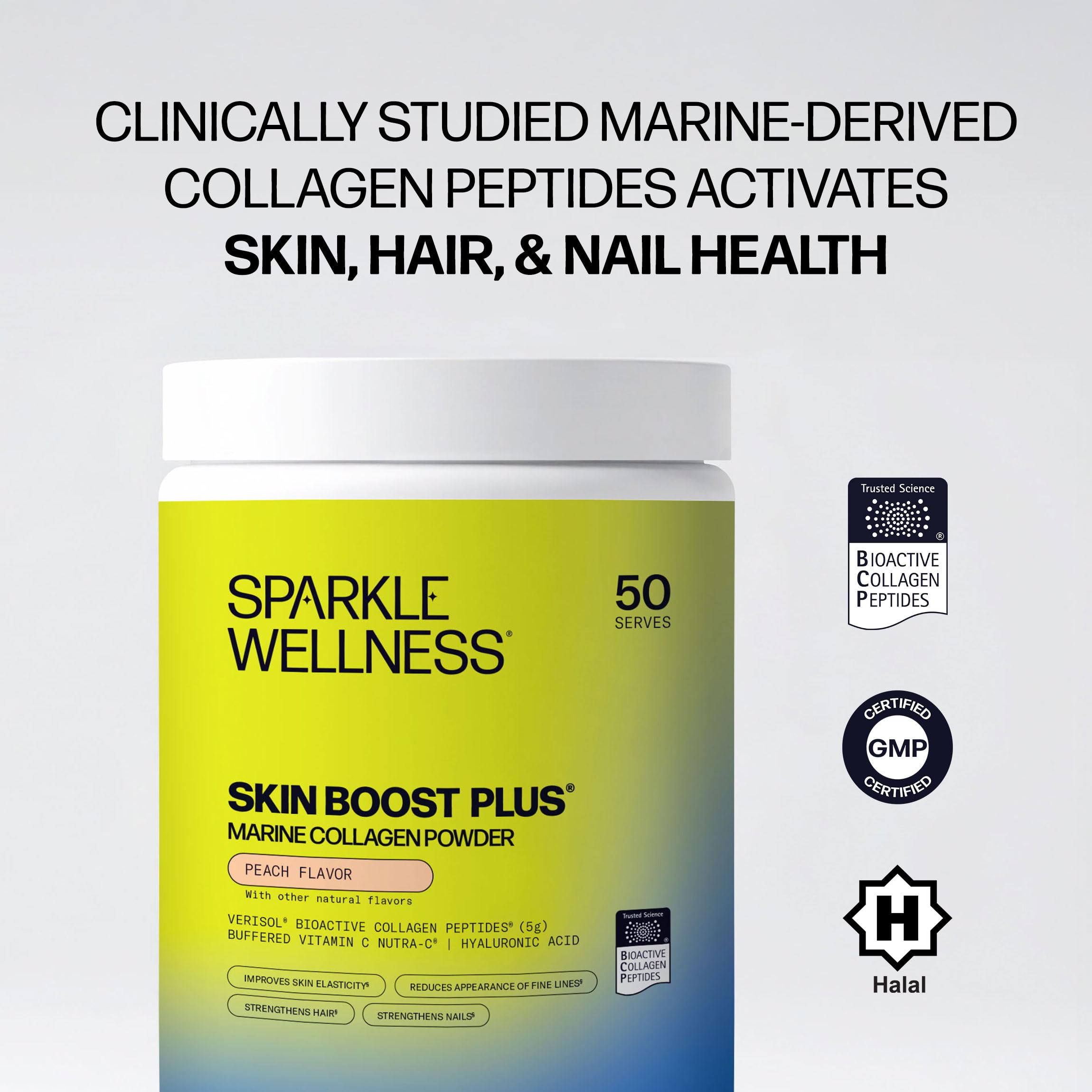 Sparkle Wellness vitamin C and hyaluronic acid blend boosts collagen support in skin care