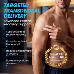 SpartaLife Peptide Recovery Patch on arm demonstrates discreet post-exercise use.