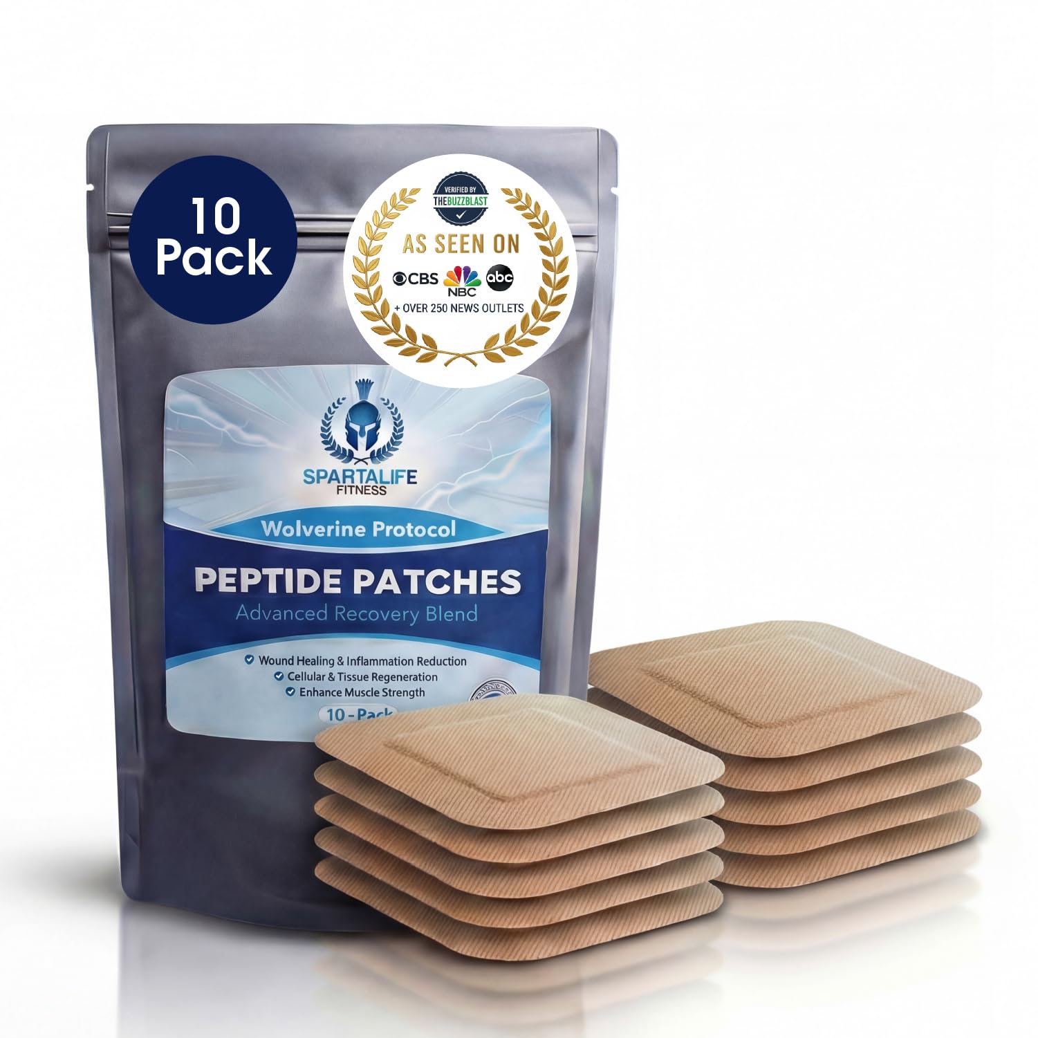 SpartaLife Peptide Recovery Patch Pack showing multiple patches for post-workout use