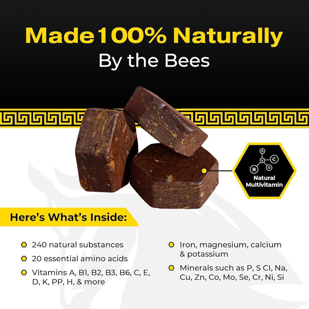The Stampede Network Spartan Bee Bread Chewables ingredients graphic highlights bee pollen and royal jelly.