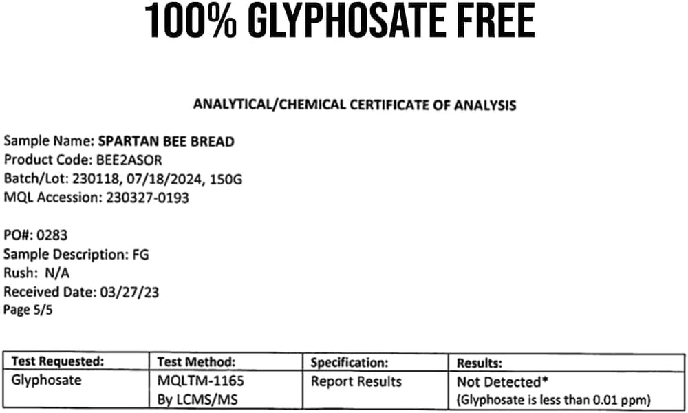 The Stampede Network Spartan Bee Bread Chewables natural packaging signals purity.