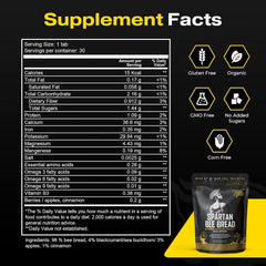 The Stampede Network Spartan Bee Bread Chewables pack shot emphasizes non-GMO formula.