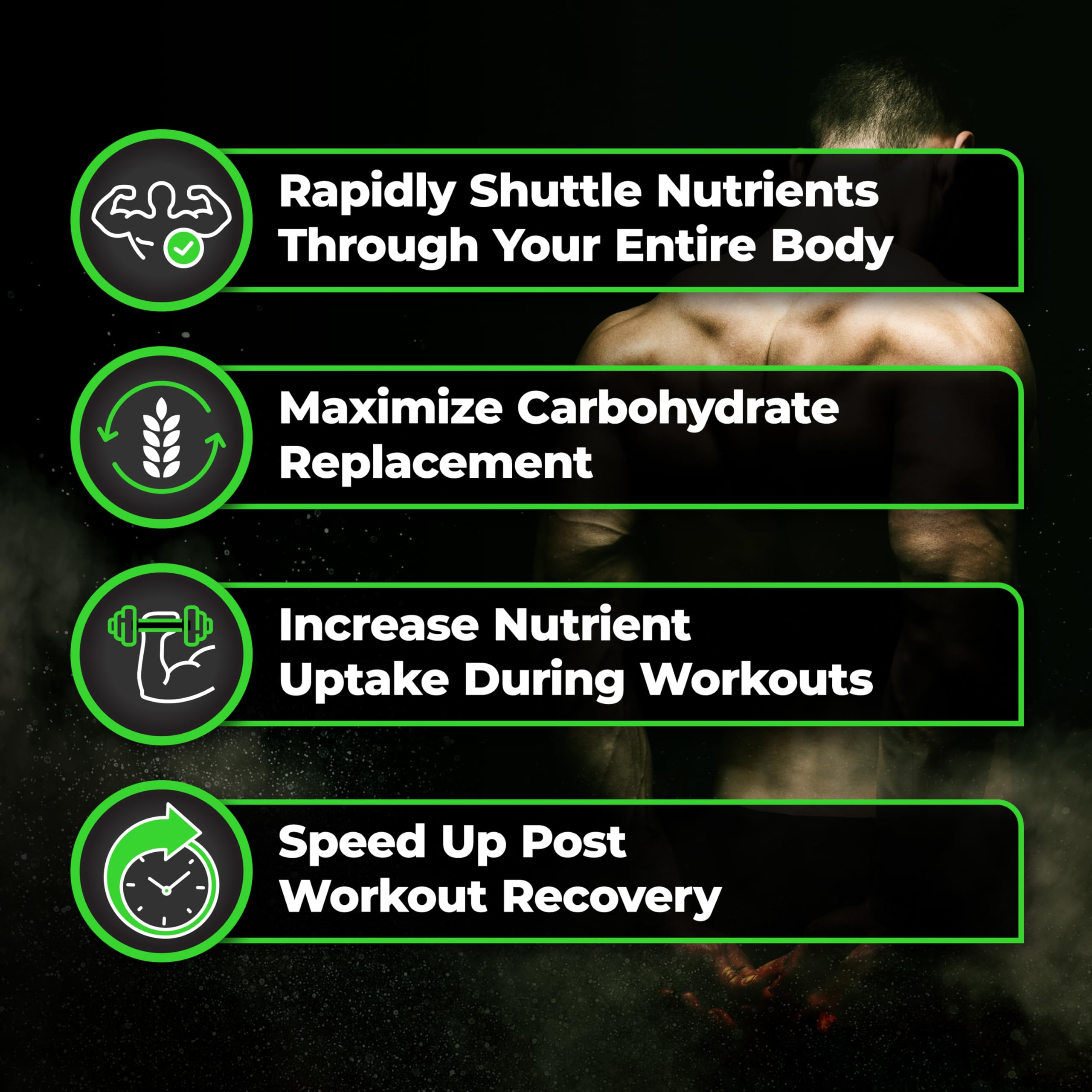 Ingredient panel close-up emphasizes high molecular weight carbohydrate.
