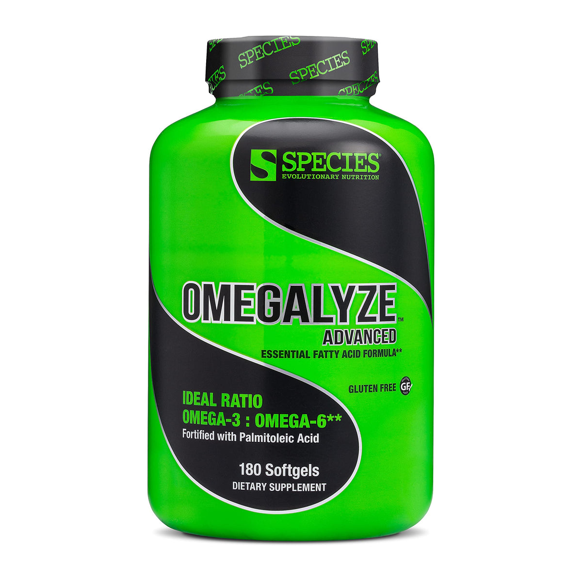 Species Nutrition Omegalyze bottle front view shows essential fatty acids for recovery.
