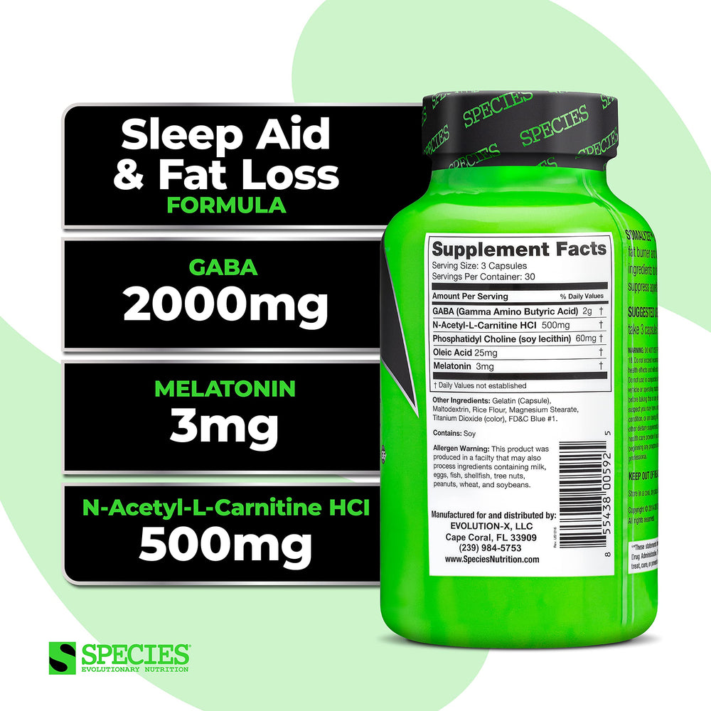 Species Nutrition Somalyze label detail highlighting GABA and melatonin.