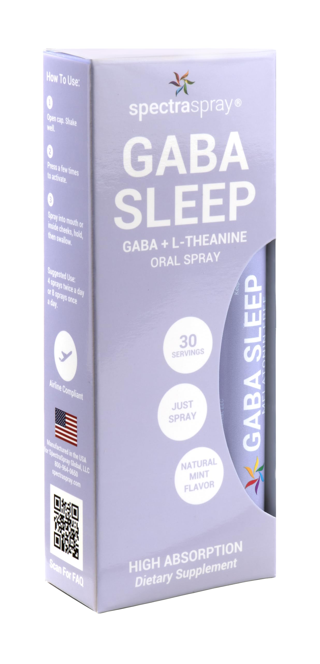 Spectraspray melatonin-free sleep spray close-up shows convenient travel-ready design.