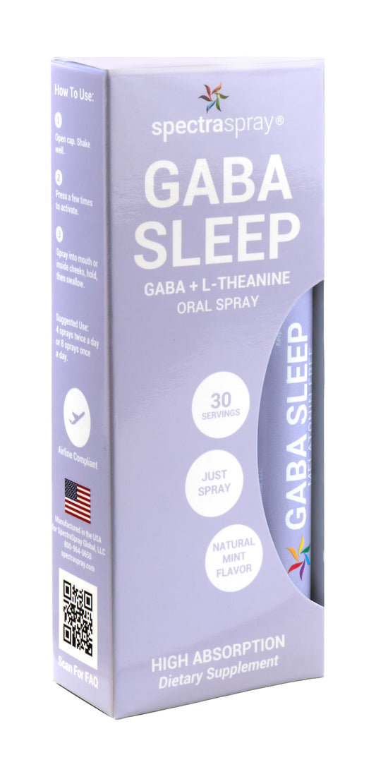 Spectraspray melatonin-free sleep spray close-up shows convenient travel-ready design.