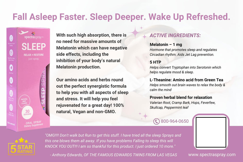 Spectraspray Sleep Support on a nightstand with soft lighting