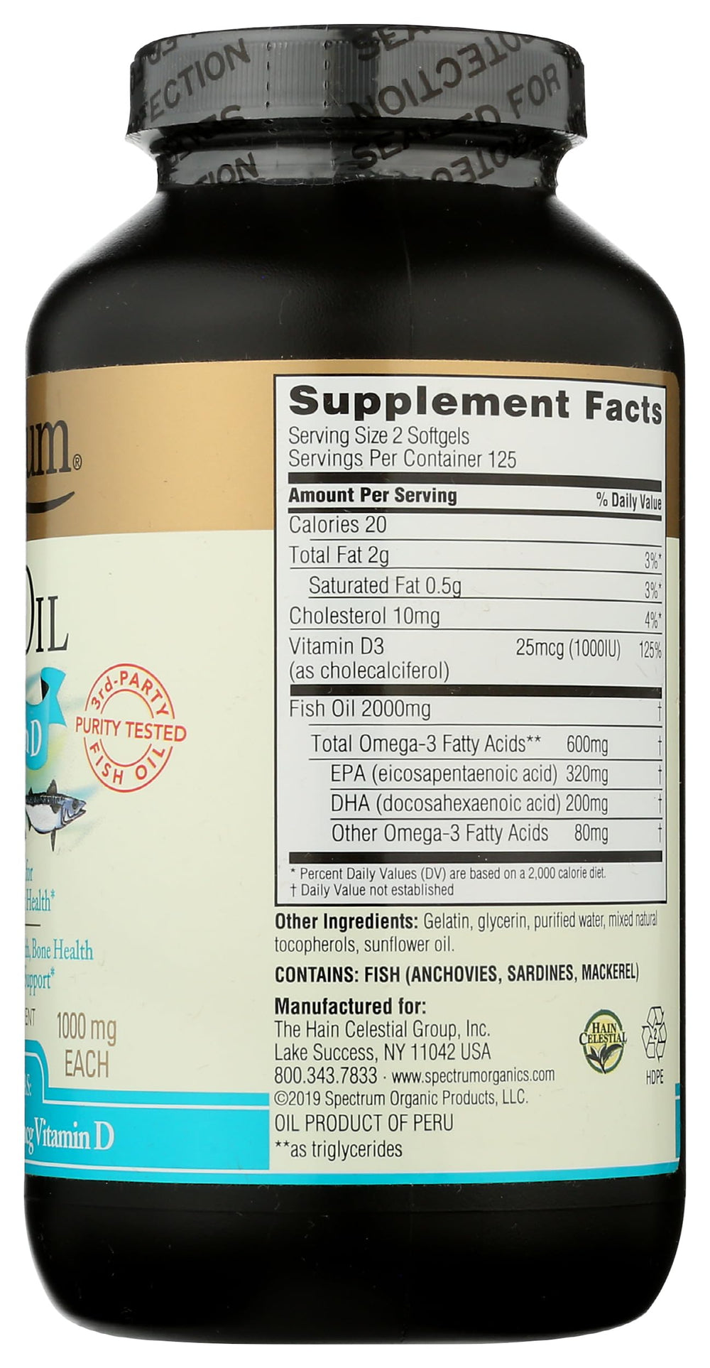 Spectrum Essentials Softgels bottle with capsules arranged for a simple daily routine
