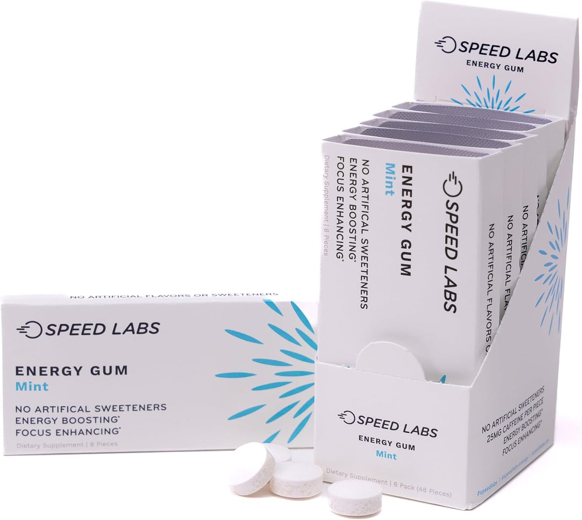 Speed Labs energy gum mint pack delivers quick, portable energy for on-the-go moments.