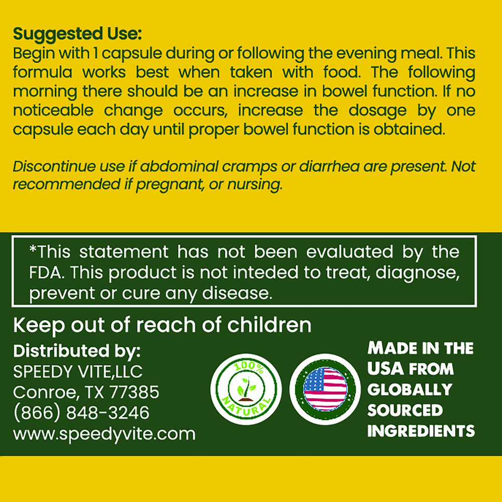SpeedyVite Happy Colon bottle label with clear usage directions.