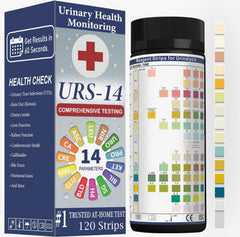 Spehomy-Test URS urine strip bottle for quick at-home wellness checks.