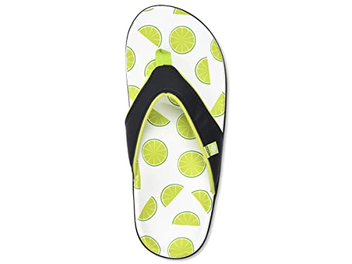 Deep heel cup on Spenco Yumi Fruitopia Limes stabilizes heel during walking