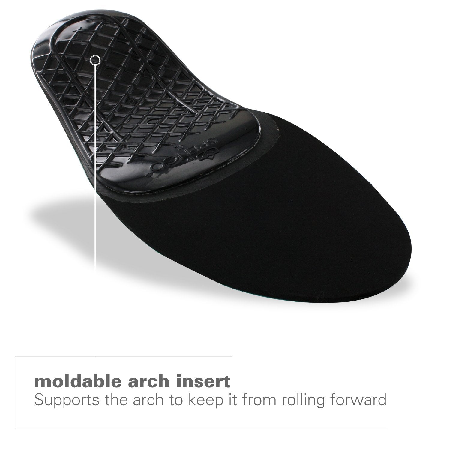 Spenco Rx Arch Support highlights SpenCore cushioning for light-weight shock absorption