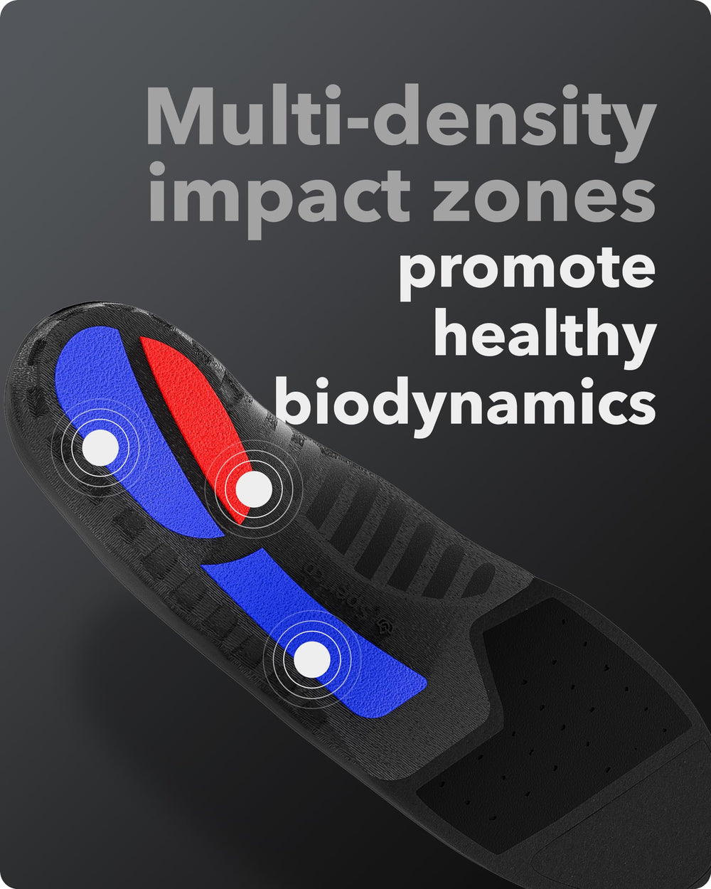 Spenco Total Support Max insoles demonstrate a deep heel cup for added heel stability.
