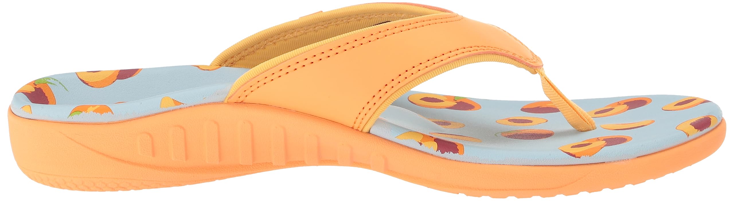 Spenco Yumi Fruitopia Peaches 11W soft toe post for comfortable wear between toes.