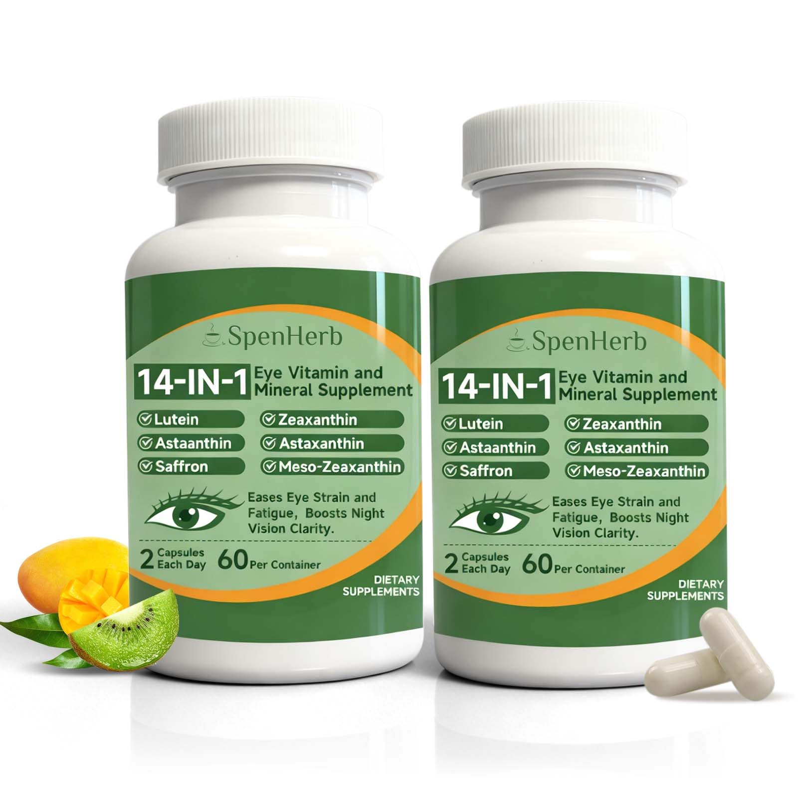 SpenHerb Eye Vitamin 14in1 bottle showcases comprehensive eye support formula.