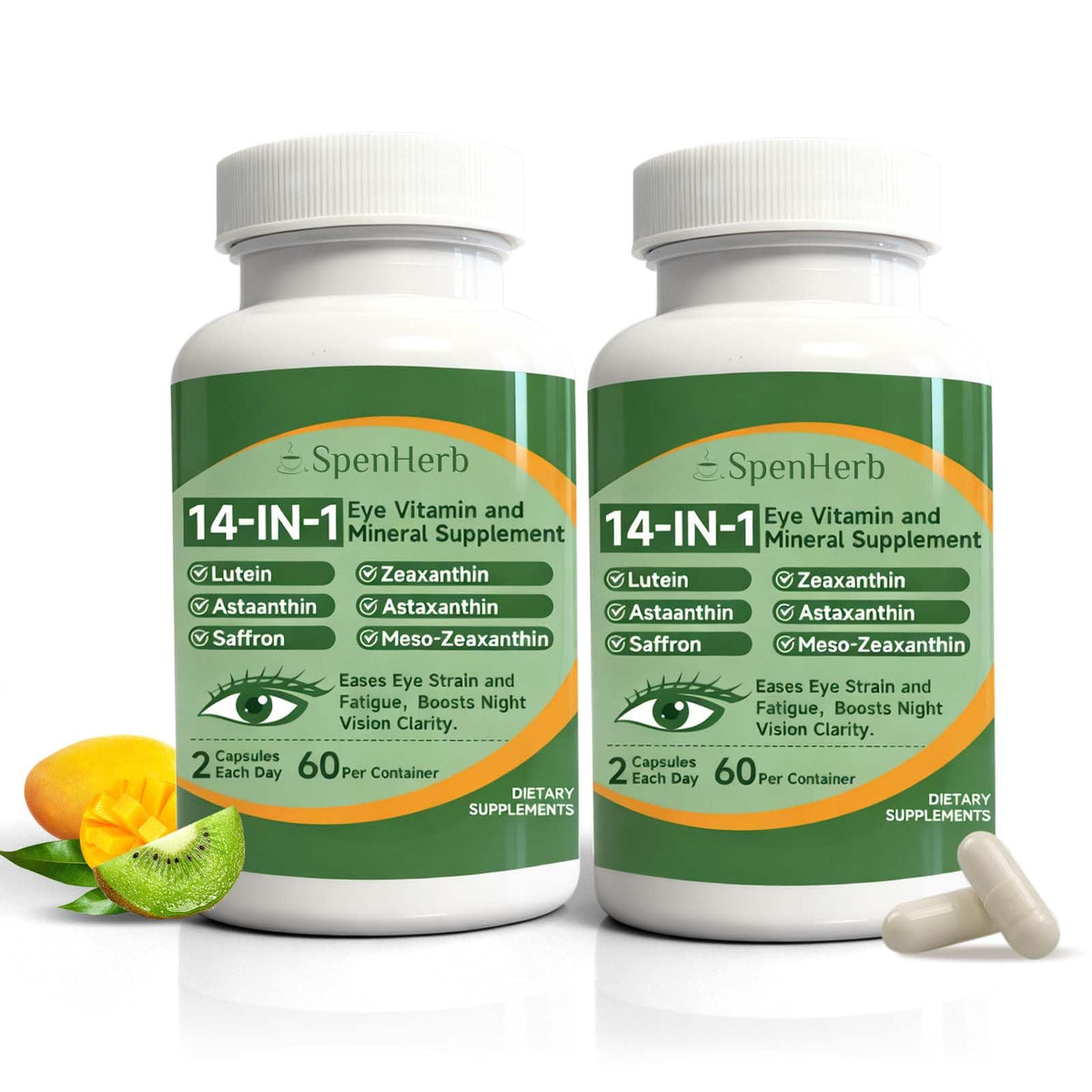 SpenHerb Eye Vitamin 14in1 bottle showcases comprehensive eye support formula.