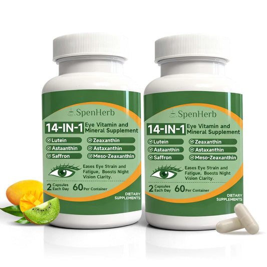 SpenHerb Eye Vitamin 14in1 bottle showcases comprehensive eye support formula.